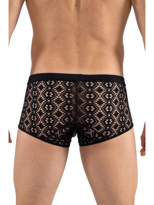 Boxer noir résille brodée Shinny - LM2407-67BLK