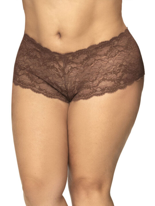 Shorty grande taille en dentelle couleur cacao - MAL90XCOCO