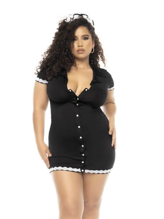Costume soubrette 3 pièces grande taille , robe, tablier et coiffe - MAL60021XASHW