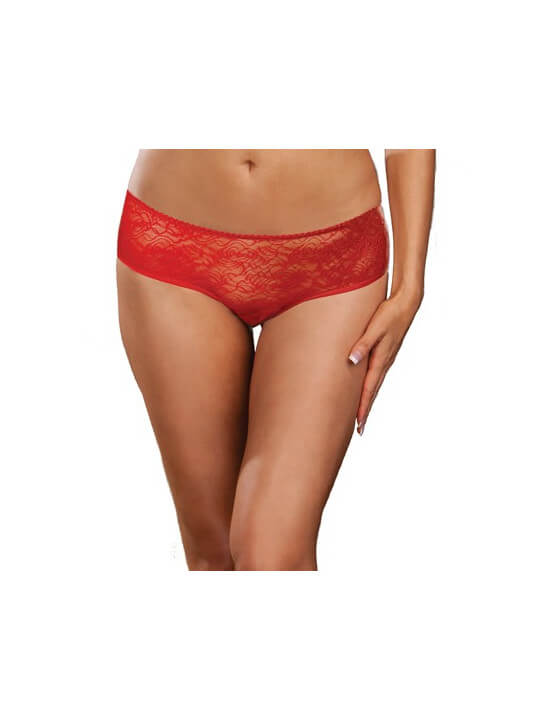 Panty taille basse, ouvert, fronces au dos - DG1300XRED