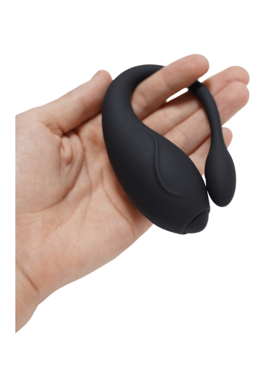 TANDEM Noir, stimulateur pour couple USB avec télécommande en silicone médical  - BQ125BLK