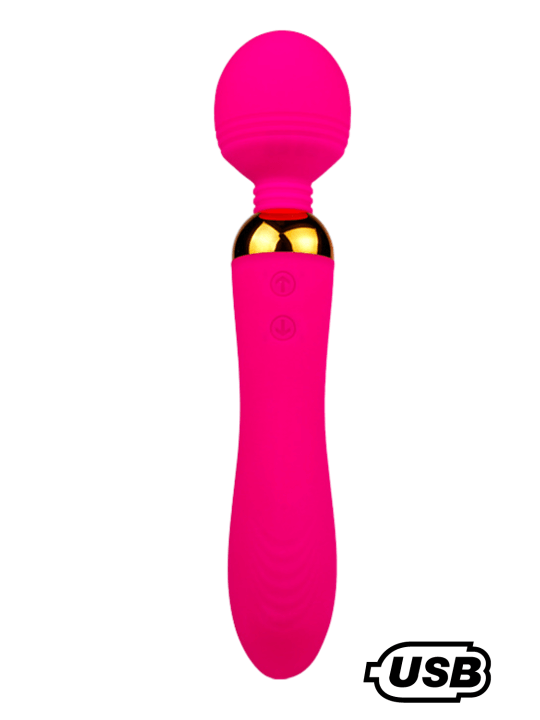 SHAKE Rose, Vibromasseur Wand USB en silicone médical avec 2 puissants moteurs indépendants - BQ107PNK