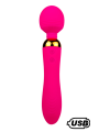 SHAKE Rose, Vibromasseur Wand USB en silicone médical avec 2 puissants moteurs indépendants - BQ107PNK