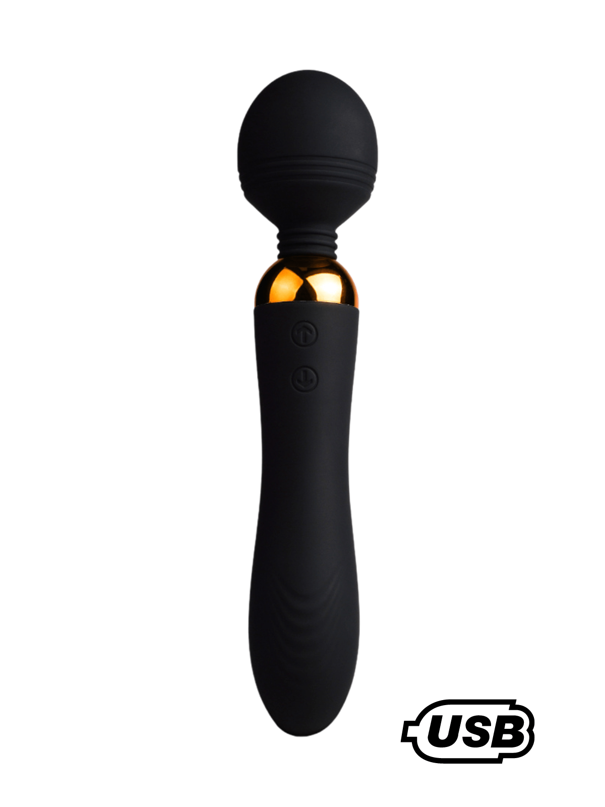 SHAKE Noir, Vibromasseur Wand USB en silicone médical avec 2 puissants moteurs indépendants - BQ107BLK