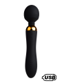 SHAKE Noir, Vibromasseur Wand USB en silicone médical avec 2 puissants moteurs indépendants - BQ107BLK
