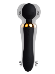 SHAKE Noir, Vibromasseur Wand USB en silicone médical avec 2 puissants moteurs indépendants - BQ107BLK