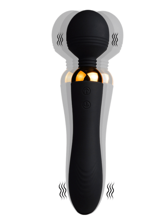 SHAKE Noir, Vibromasseur Wand USB en silicone médical avec 2 puissants moteurs indépendants - BQ107BLK