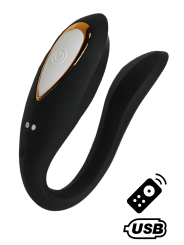 OSMOSE, stimulateur pour couple USB, à double tête, avec télécommande, en silicone médical - BQ602BLK
