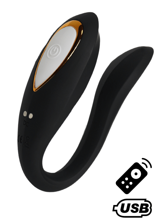 OSMOSE, stimulateur pour couple USB, à double tête, avec télécommande, en silicone médical - BQ602BLK