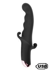 BLACK KNIGHT, Vibromasseur Point G USB en silicone médical doux, doté de 10 modes de vibration - MS218BLK