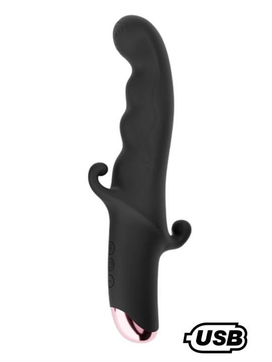 BLACK KNIGHT, Vibromasseur Point G USB en silicone médical doux, doté de 10 modes de vibration - MS218BLK