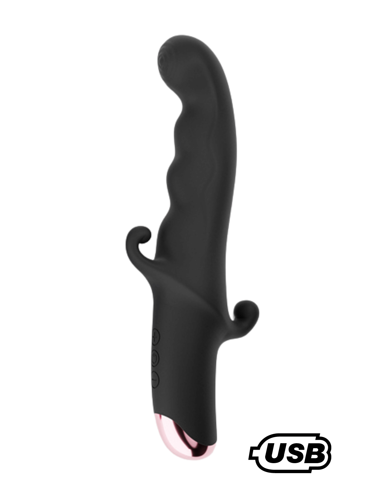 BLACK KNIGHT, Vibromasseur Point G USB en silicone médical doux, doté de 10 modes de vibration - MS218BLK