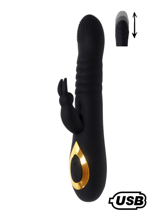TWIST 2 Noir, Vibromasseur Rabbit va-et-vient USB en silicone médical, doté de 18 modes de stimulation - BQ587BLK