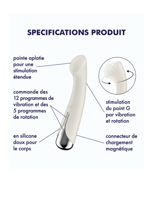Vibromasseur point G tête rotative blanc USB Spinning g-spot 1 Satisfyer - CC597857