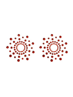 Paire de cache tétons adhésifs strass rouge - NP-1030RED