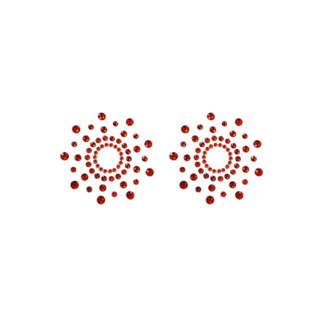Paire de cache tétons adhésifs strass rouge - NP-1030RED