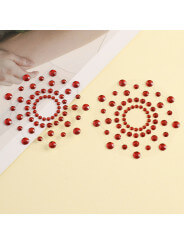 Paire de cache tétons adhésifs strass rouge - NP-1030RED