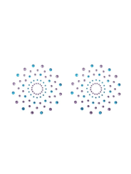 Paire de cache tétons adhésifs strass bleu et violet - NP-1020BLU