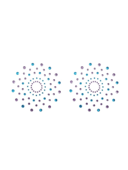 Paire de cache tétons adhésifs strass bleu et violet - NP-1020BLU