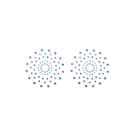 Paire de cache tétons adhésifs strass bleu et violet - NP-1020BLU