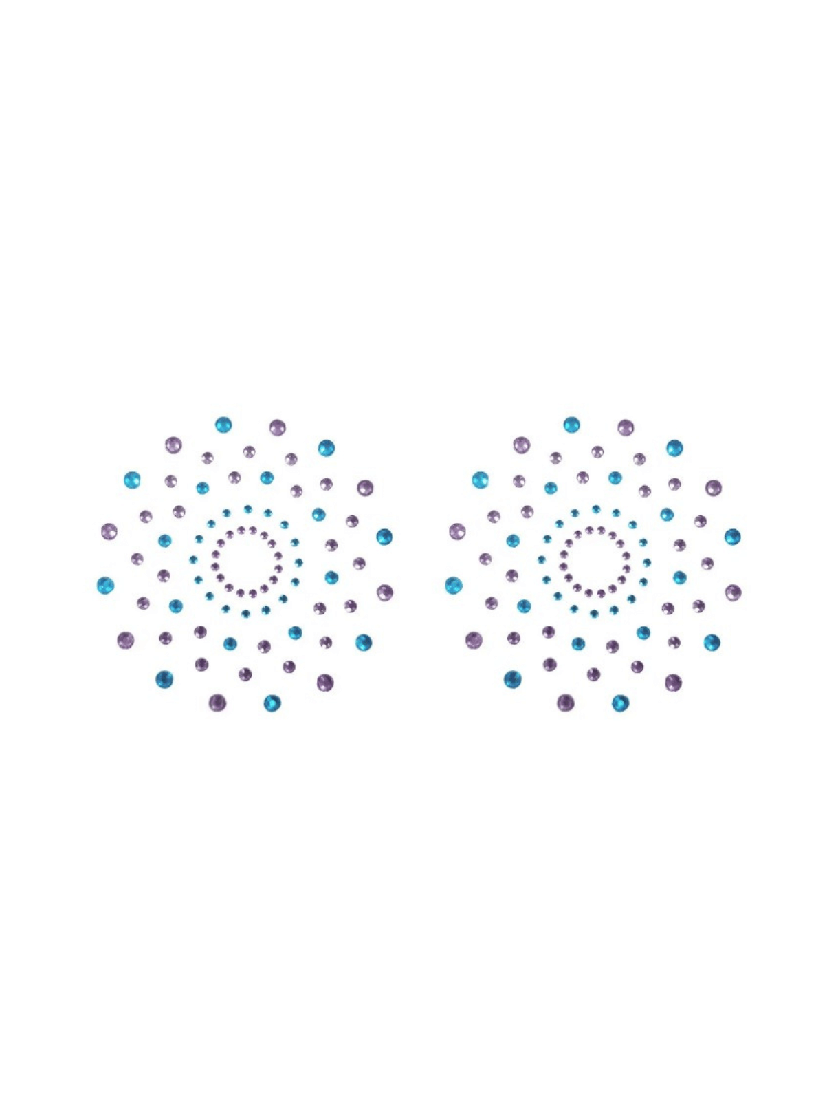 Paire de cache tétons adhésifs strass bleu et violet - NP-1020BLU