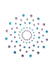 Paire de cache tétons adhésifs strass bleu et violet - NP-1020BLU
