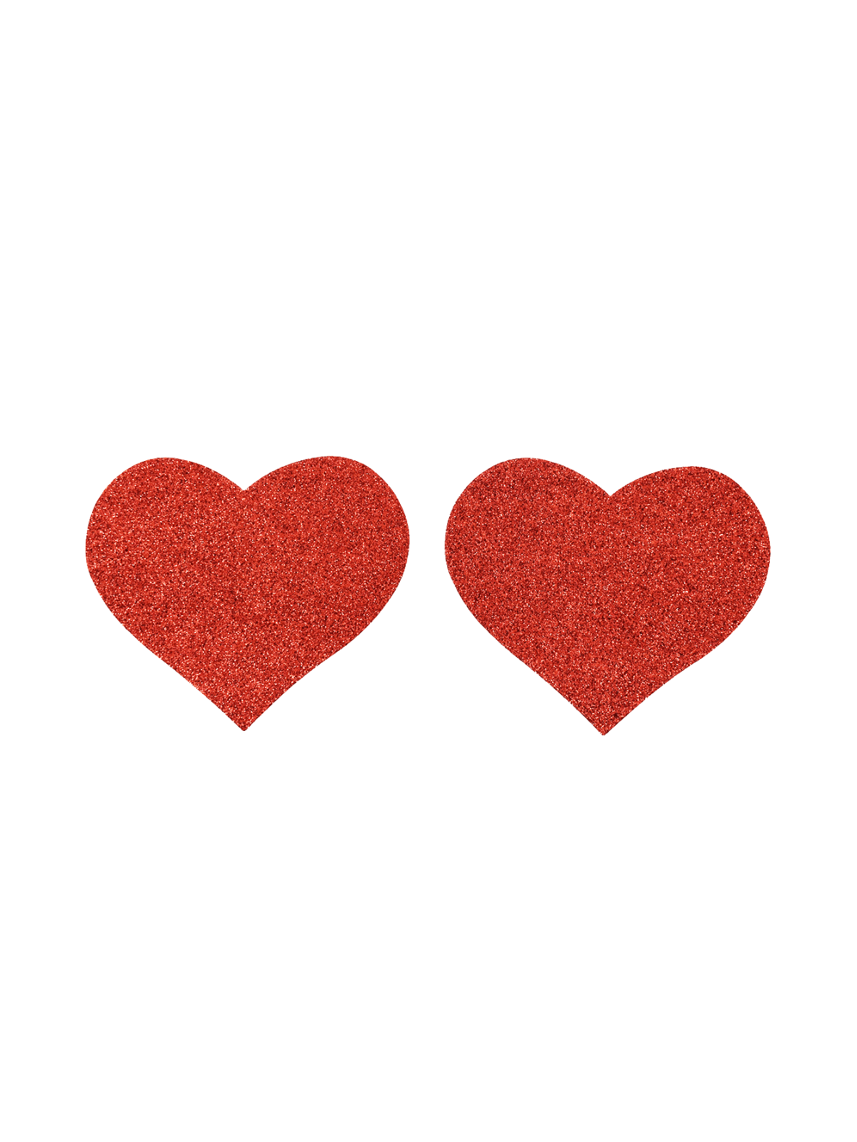 Paire de cache tétons adhésifs coeur pailleté rouge - NP-1049RED