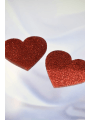 Paire de cache tétons adhésifs coeur pailleté rouge - NP-1049RED