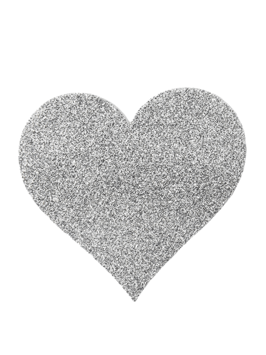 Paire de cache tétons adhésifs cœur pailleté blanc - NP-1049WHT