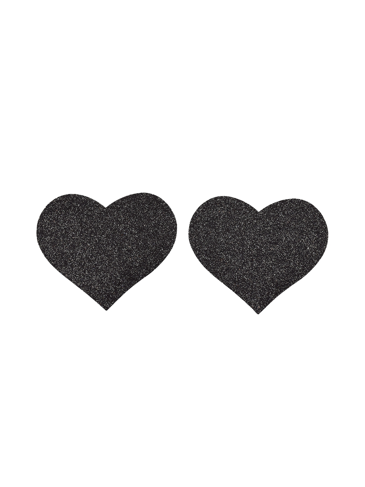 Paire de cache tétons adhésifs coeur pailleté noir - NP-1049BLK