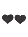 Paire de cache tétons adhésifs coeur pailleté noir - NP-1049BLK