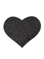 Paire de cache tétons adhésifs coeur pailleté noir - NP-1049BLK