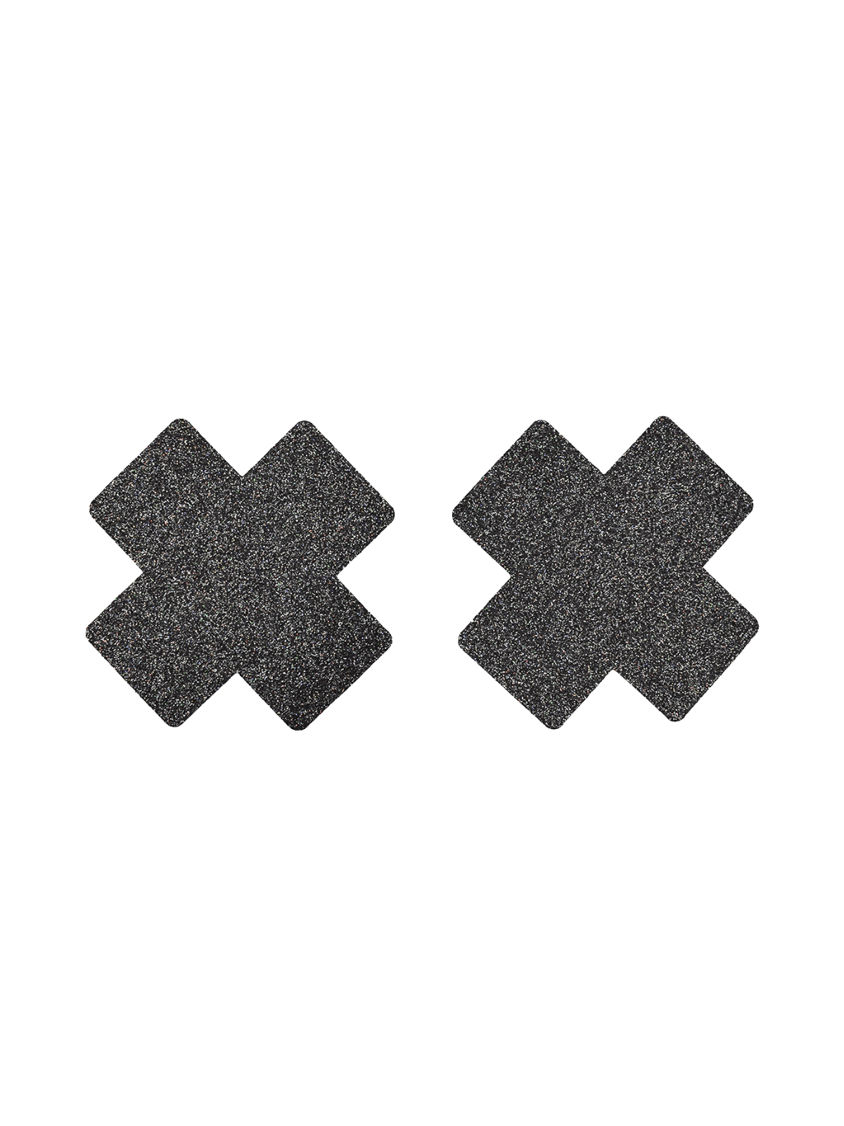 Paire de cache tétons adhésifs croix pailletée noir - NP-1048BLK