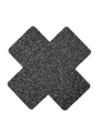 Paire de cache tétons adhésifs croix pailletée noir - NP-1048BLK