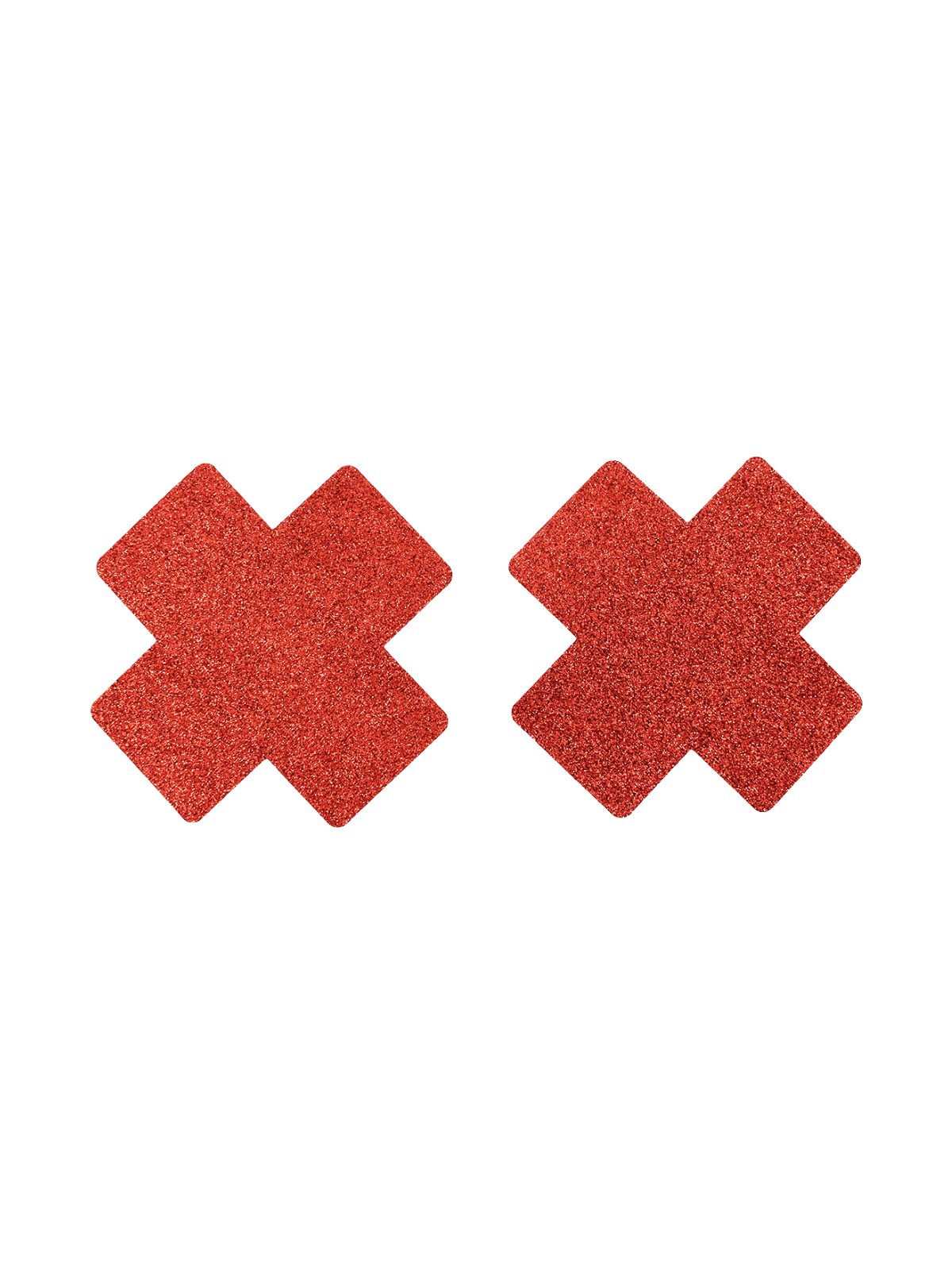 Paire de cache tétons adhésifs croix pailletée rouge - NP-1048RED