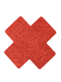 Paire de cache tétons adhésifs croix pailletée rouge - NP-1048RED