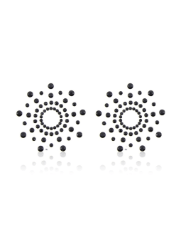Paire de cache tétons adhésifs strass noir - NP-1030BLK