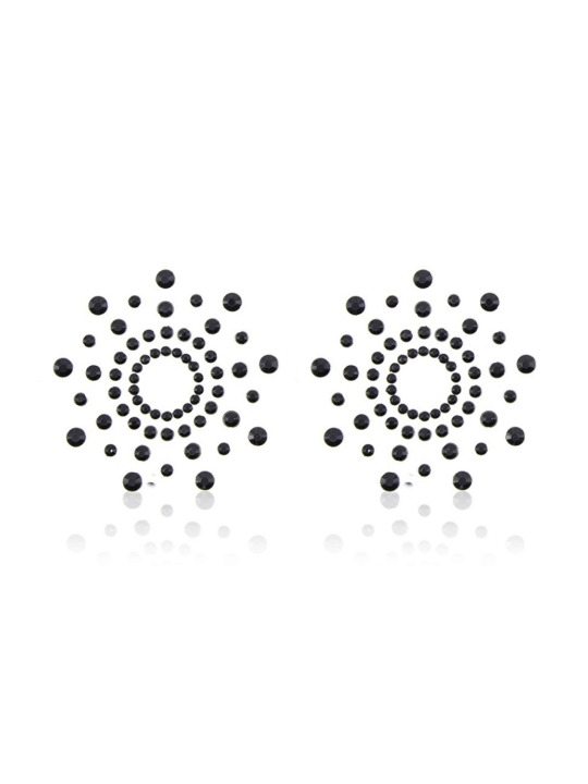 Paire de cache tétons adhésifs strass noir - NP-1030BLK