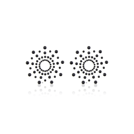 Paire de cache tétons adhésifs strass noir - NP-1030BLK