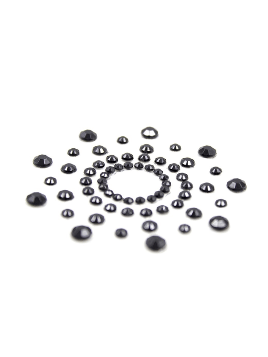 Paire de cache tétons adhésifs strass noir - NP-1030BLK