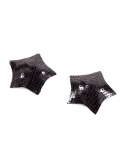 Paire de cache tétons adhésifs étoile pailletée sequin noir - NP-2024