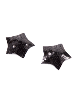 Paire de cache tétons adhésifs étoile pailletée sequin noir - NP-2024