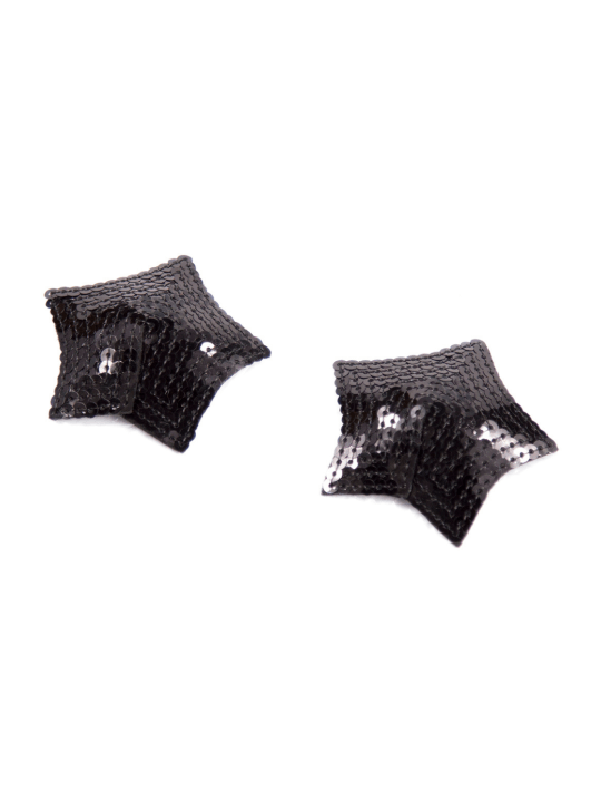 Paire de cache tétons adhésifs étoile pailletée sequin noir - NP-2024