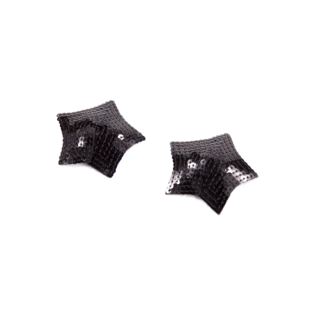 Paire de cache tétons adhésifs étoile pailletée sequin noir - NP-2024