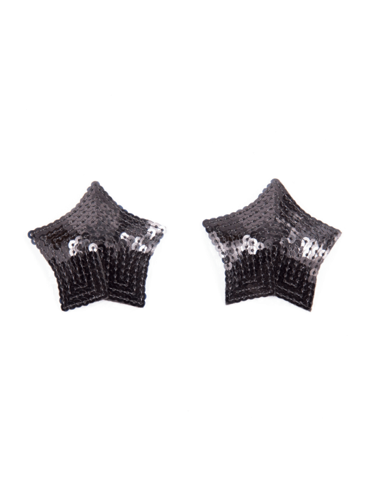 Paire de cache tétons adhésifs étoile pailletée sequin noir - NP-2024