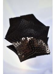 Paire de cache tétons adhésifs étoile pailletée sequin noir - NP-2024