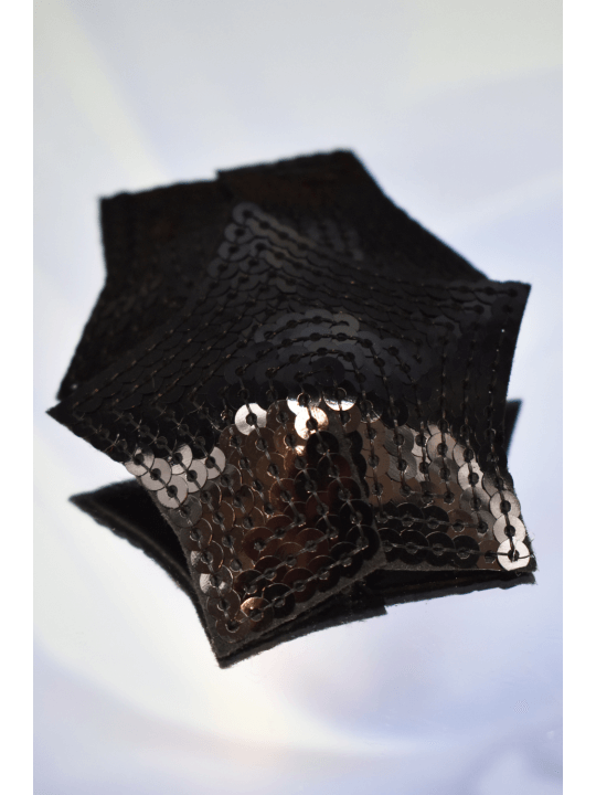 Paire de cache tétons adhésifs étoile pailletée sequin noir - NP-2024
