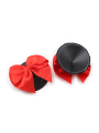 Paire de cache tétons adhésifs noir avec nœud papillon rouge - NP-1063