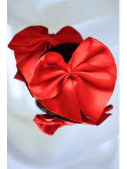 Paire de cache tétons adhésifs noir avec nœud papillon rouge - NP-1063