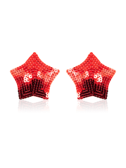 Paire de cache tétons adhésifs étoile pailletée sequin rouge - NP-2020